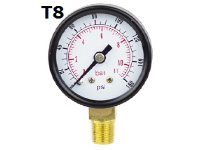 Model T8 Gauge - 1/4" NPT with Standard Bottom Connection Non Filled